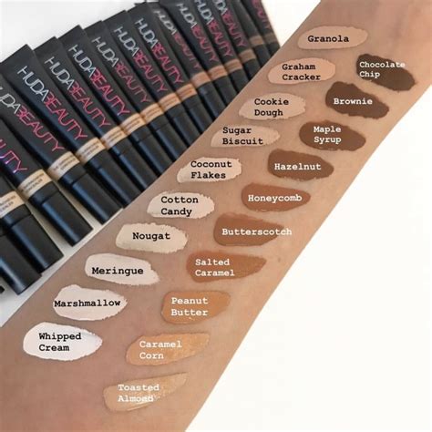 huda beauty concealer shades swatches.